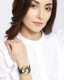 Guess G Twist Gold Dial Black Leather Strap Watch for Women - W0911L3 Authentic Buy Shop Now