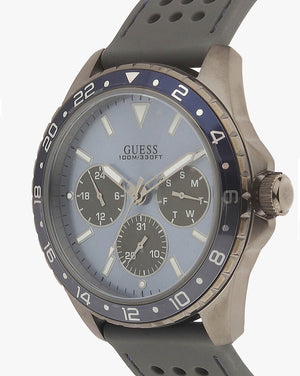 Guess Odyssey Blue Dial Grey Rubber Strap Watch For Men - W1108G6 Authentic Buy Shop Now