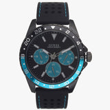 Guess Odyssey Quartz Black Dial Black Leather Strap Watch For Men - W1108G5 Authentic Buy Shop Now