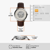 Fossil Neutra Automatic Skeleton White Dial Brown Leather Strap Watch for Men - ME3184 Authentic Buy Shop Now
