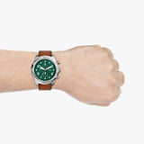 Fossil Bronson Chronograph Green Dial Brown Leather Strap Watch for Men - FS5738 Authentic Buy Shop Now