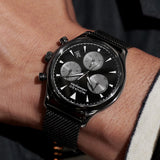 Movado Heritage Calendoplan Chronograph Black Dial Grey Mesh Strap Watch for Men - 3650100 Authentic Buy Shop Now