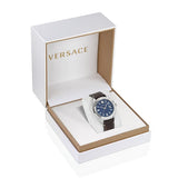 Versace Greca Time Quartz Blue Dial Brown Leather Strap Watch For Men - VE3K00122 Authentic Buy Shop Now