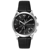 Emporio Armani Paolo Chronograph Black Dial Black Leather Strap Watch For Men - AR11530 Authentic Buy Shop Now