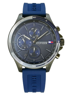 Tommy Hilfiger Bank Blue Dial Blue Rubber Strap Watch for Men - 1791721 Authentic Buy Shop Now