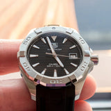 Tag Heuer Aquaracer Automatic Caliber 5 Black Dial Black Rubber Strap Watch for Men - WAY2110.FT8021 Authentic Buy Shop Now