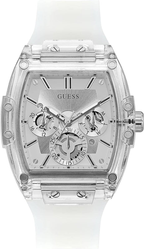 Guess Phoenix Multi Function Silver Dial White Rubber Strap Watch for Men - GW0203G1 Authentic Buy Shop Now