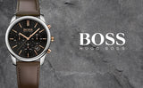 Hugo Boss Time One Black Dial Brown Leather Strap Watch for Men - 1513448 Authentic Buy Shop Now