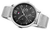 Tommy Hilfiger Damon Quartz Chronograph Black Dial Silver Mesh Bracelet Watch for Men - 1791415 Authentic Buy Shop Now
