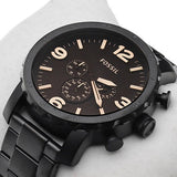 Fossil Nate Chrongraph Ion Plated Black Dial Black Steel Strap Watch for Men - JR1356 Authentic Buy Shop Now