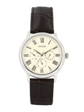 Guess Wafer Quartz White Dial Brown Leather Strap Watch For Men - W70016G2 Authentic Buy Shop Now