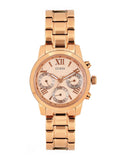 Guess Mini Sunrise Chronograph Quartz Rose Gold Dial Rose Gold Steel Strap Watch For Women - W0448L3 Authentic Buy Shop Now