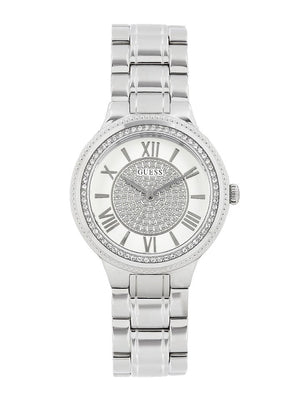 Guess Madison Diamonds Silver Dial Silver Steel Strap Watch for Women - W0637L1 Authentic Buy Shop Now