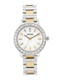 Fossil Jesse Crystals White Dial Two Tone Steel Strap Watch for Women - ES2409 Authentic Buy Shop Now