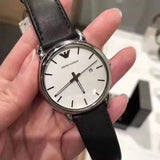 Emporio Armani Luigi White Dial Black Leather Strap Watch for Men - AR1694 Authentic Buy Shop Now