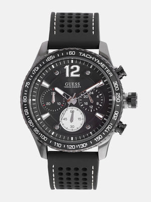 Guess Fleet Chronograph Black Dial Black Rubber Strap Watch for Men - W0971G1 Authentic Buy Shop Now