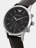 Emporio Armani Renato Chronograph Black Dial Brown Leather Strap Watch For Men - AR2482 Authentic Buy Shop Now