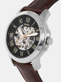 Fossil Grant Automatic Skeleton Black Dial Brown Leather Strap Watch for Men - ME3100 Authentic Buy Shop Now