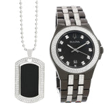 Bulova Crystal Collection Black Dial Two Tone Steel Strap Watch for Men - 98K101 Authentic Buy Shop Now