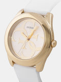 Guess G-Twist Gold Dial White Rubber Strap Watch for Women - W0911L7 Authentic Buy Shop Now