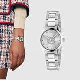 Gucci G Timeless Quartz Silver Dial Silver Steel Strap Watch For Women - YA126595 Authentic Buy Shop Now