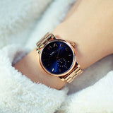 Marc Jacobs Baker Blue Dial Rose Gold Steel Strap Watch for Women - MBM3330 Authentic Buy Shop Now