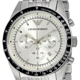 Emporio Armani Sportivo Chronograph Silver Dial Silver Steel Strap Watch For Men - AR6073 Authentic Buy Shop Now
