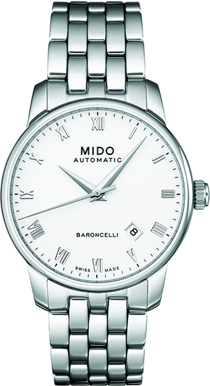 Mido Baroncelli II Automatic White Dial Silver Steel Strap Watch For Men - M8600.4.26.1 Authentic Buy Shop Now