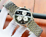 Movado Heritage Calendoplan Chronograph Black Dial Silver Steel Strap Watch for Men - 3650014 Authentic Buy Shop Now