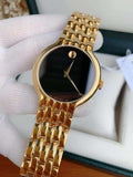 Movado Veturi Quartz Black Dial Gold Steel Strap Watch for Men - 0606934 Authentic Buy Shop Now