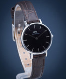 Daniel Wellington Classic Petite York Black Dial Brown Leather Strap Watch For Women - DW00100238 Authentic Buy Shop Now