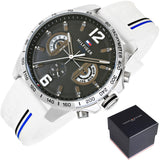 Tommy Hilfiger Multifunction Black Dial White Rubber Strap Watch for Men - 1791475 Authentic Buy Shop Now