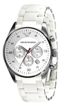 Emporio Armani Sport Chronograph White Dial White Silicone Strap Watch For Men - AR5859 Authentic Buy Shop Now