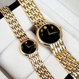 Movado Veturi Quartz Black Dial Gold Steel Strap Watch for Men - 0606934 Authentic Buy Shop Now