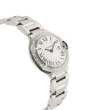 Cartier Ballon Bleu De Cartier Diamonds White Dial Silver Steel Strap Watch for Women - W4BB0015 Authentic Buy Shop Now