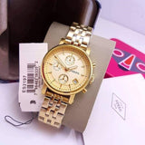 Fossil Boyfriend Chronograph Gold Dial Gold Steel Strap Watch for Women - ES2197 Authentic Buy Shop Now