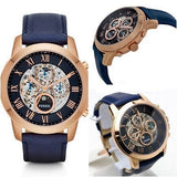 Fossil Grant Automatic Blue Dial Blue Leather Strap Watch for Men - ME3029 Authentic Buy Shop Now