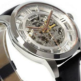Fossil Townsman Automatic Skeleton Silver Dial Black Leather Strap Watch for Men - ME3041 Authentic Buy Shop Now