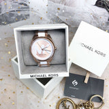 Michael Kors Janelle Three Hand Rose Gold Dial Two Tone Steel Strap Watch For Women - MK7134 Authentic Buy Shop Now