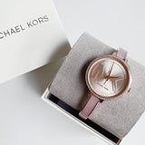 Michael Kors Jaryn Analog Rose Gold Dial Pink Steel Strap Watch For Women - MK4545 Authentic Buy Shop Now