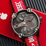 Diesel Mr Daddy 2.0 Chronograph Grey Dial Red Rubber Strap Watch For Men - DZ7423 Authentic Buy Shop Now