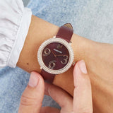 Swarovski Crystal Frost Red Dial Red Leather Strap Watch for Women - 5484064 Authentic Buy Shop Now