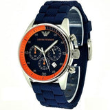 Emporio Armani Chronograph Blue Dial Blue Rubber Strap Watch For Men - AR5864 Authentic Buy Shop Now