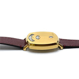 Gucci Grip Quartz Yellow Gold Dial Maroon Leather Strap Watch For Women - YA157405 Authentic Buy Shop Now