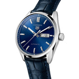 Tag Heuer Carrera Calibre 5 Automatic Blue Dial Blue Leather Strap Watch for Men - WAR201E.FC6292 Authentic Buy Shop Now