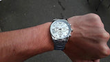 Emporio Armani Sportivo Chronograph Silver Dial Silver Steel Strap Watch For Men - AR5963 Authentic Buy Shop Now