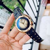 Versace Shadov Quartz Gold Dial Black Leather Strap Watch for Women - VEBM00318 Authentic Buy Shop Now
