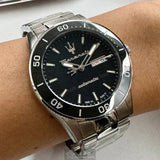 Maserati Competizione Automatic Black Dial Silver Steel Strap Watch For Men - R8823100002 Authentic Buy Shop Now