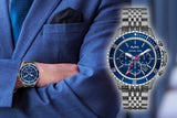 Michael Kors Bayville Chronograph Blue Dial Grey Steel Strap Watch For Men - MK8727 Authentic Buy Shop Now