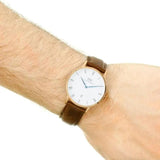 Daniel Wellington Dapper York White Dial Brown Leather Strap Watch For Men - DW00100085 Authentic Buy Shop Now